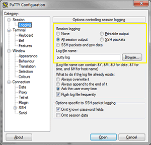 Setting up PuTTY